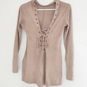 Fashion Nova faux suede playsuit